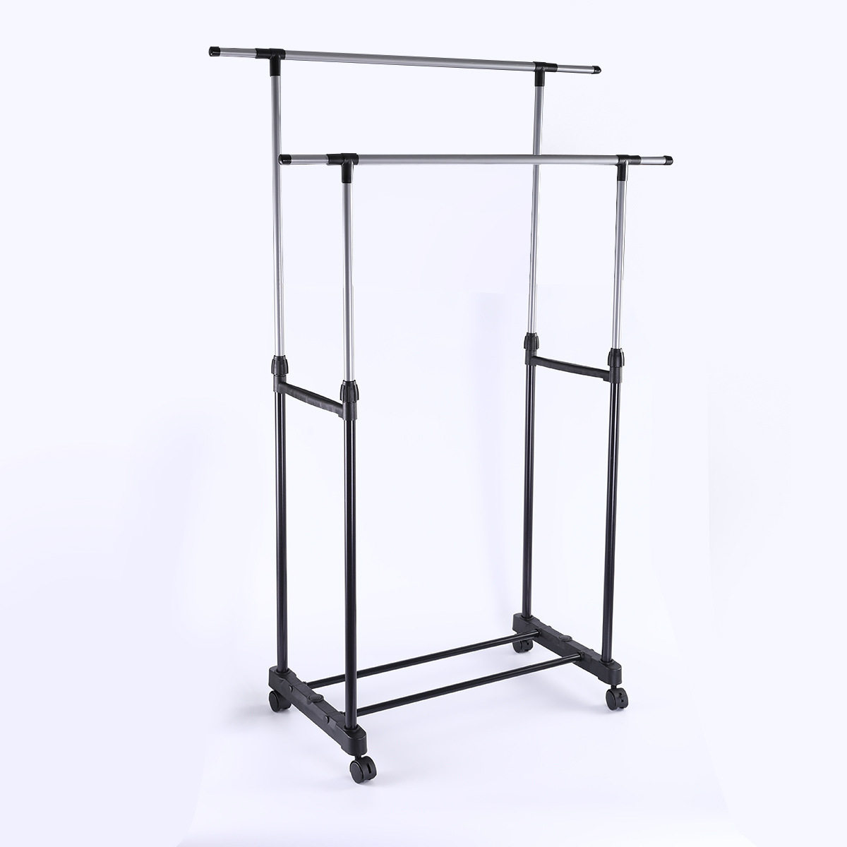 Iron Double-Pole Clothes Drying Rack Indoor Balcony Floor-Standing Clothes Rack Liftable Balcony Clothes Drying Rack Clothes Drying Rack Convenient