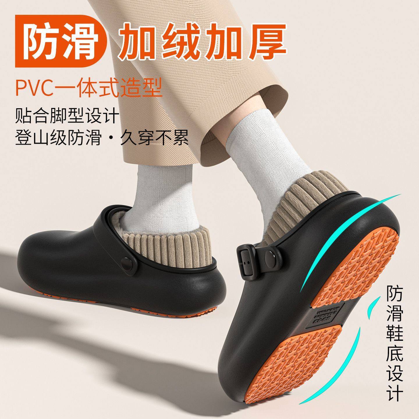 German Operating Room Medical Grade Cotton Slippers for Women Winter Bag Heel Warm Anti-Slip Fleece-Lined Waterproof Antibacterial and Deodorant Nurse Shoes