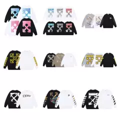 Spring and Autumn Round Neck Trendy Brand Off Ow Sweatshirt for Men and Women New Arrow Oil Painting Simple Printed Pullover Terry Style