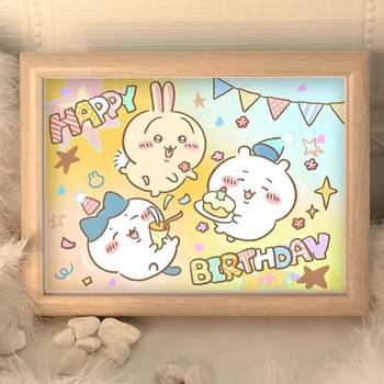 New Chiikawa Happy Birthday Table Children's Cute Cartoon Photo Frames Room Ornaments for Friends Gifts