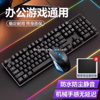Wired Keyboard and Mouse Set Mechanical Feel Desktop Laptop Office Game E-Sports Silent High Appearance
