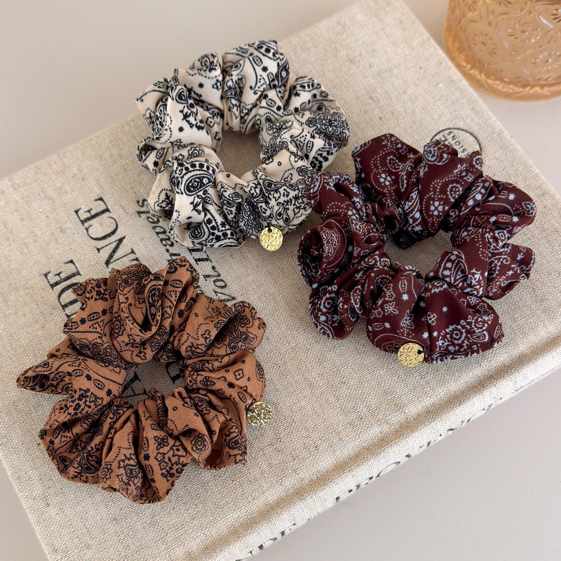 Retro Cashew Print Hair Band for Women 2025 New High-End Versatile Hair Tie Rubber Band Ponytail Headband