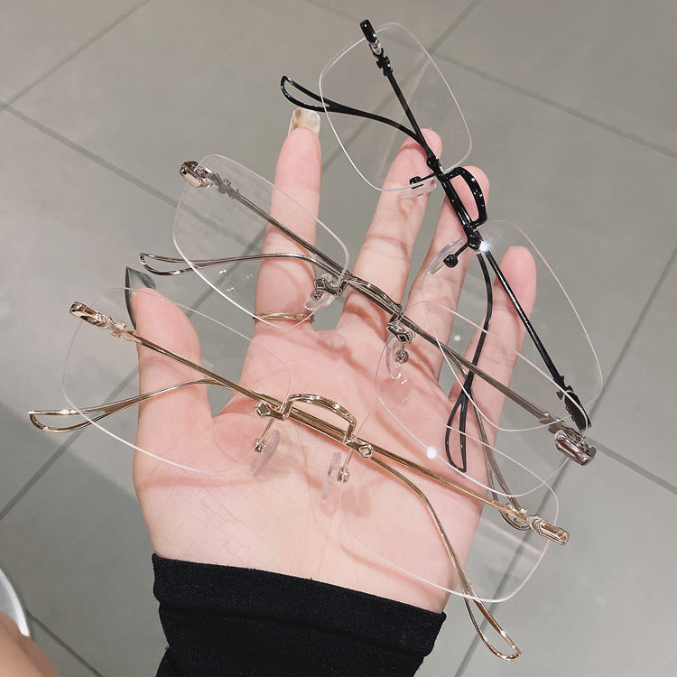 Wang Yibo's super plain and frameless myopia glasses men's fashion net can be equipped with degree eyes frame women