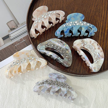 South Korea Ins Personalized Pumpkin Grab Clip Light Luxury Full Diamond Ponda Tail Fixed Hairpin Hair Grab Back Head Ball Head Clip