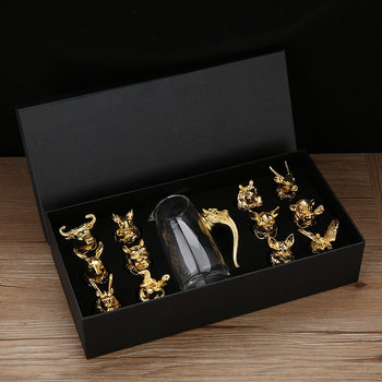 Zodiac Wine Glass Household Glass Liquor Glass Light Luxury Wine Dispencer Vintage Wine Set 12 pieces One-piece suit