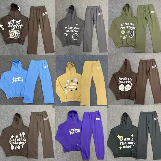 Cross-Border Broken Planet Trendy Brand Letter Print Hoodie High Street Loose Casual Sweatshirt Suit
