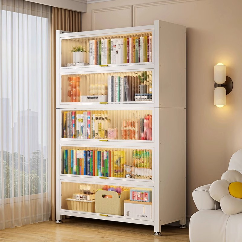 Dust-proof bookcase with door, household steel bookshelf, ch...