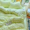Ins Small Fresh Bubble Skin-Friendly Pure Color Lace Bed Bed Sheets Bed Skirt Four-Piece Set Student Dormitory Three-Piece Set