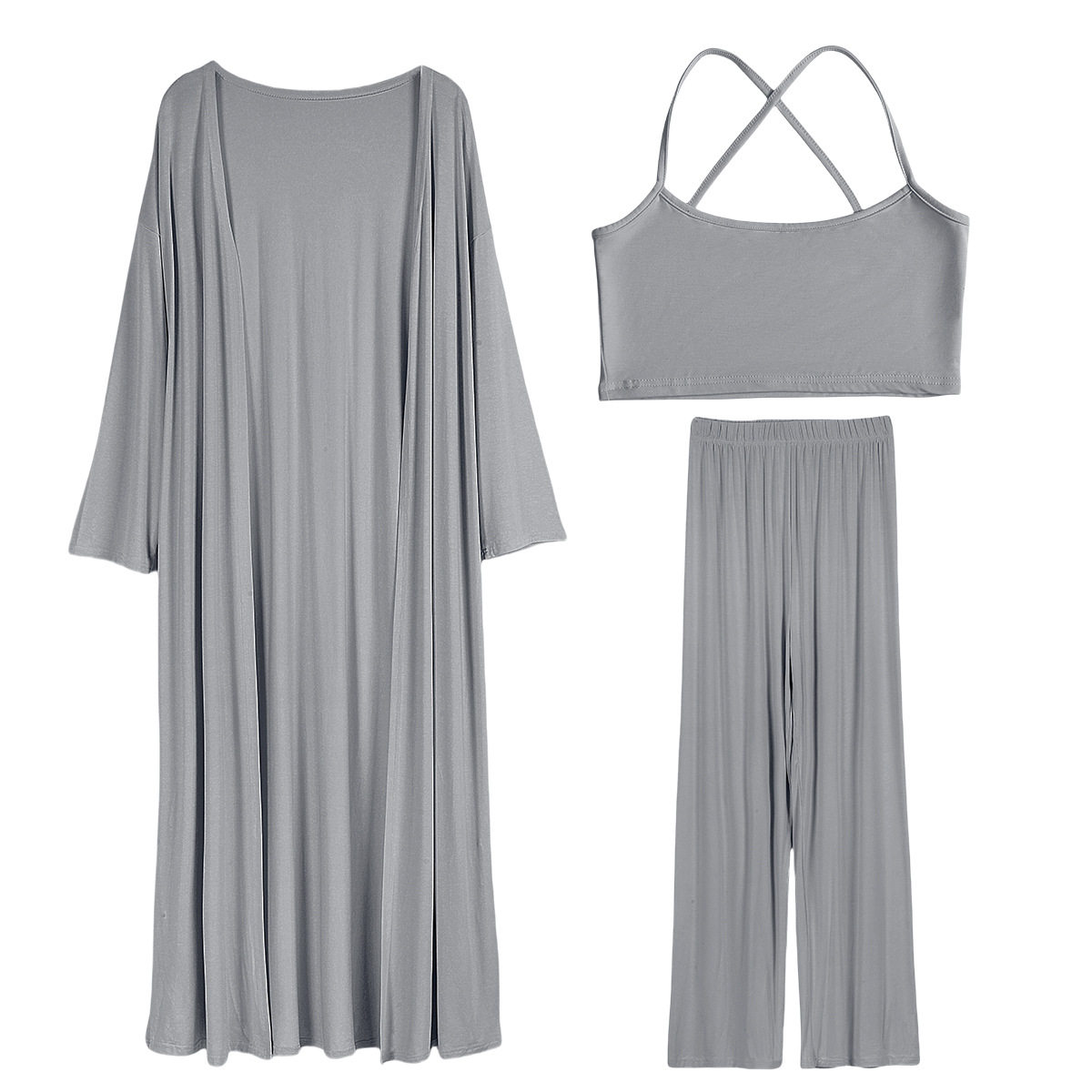Casual Loose Long Cardigan Set Includes Crop Skirt Cami Top and Pants Perfect for Spring Summer Wholesale Available