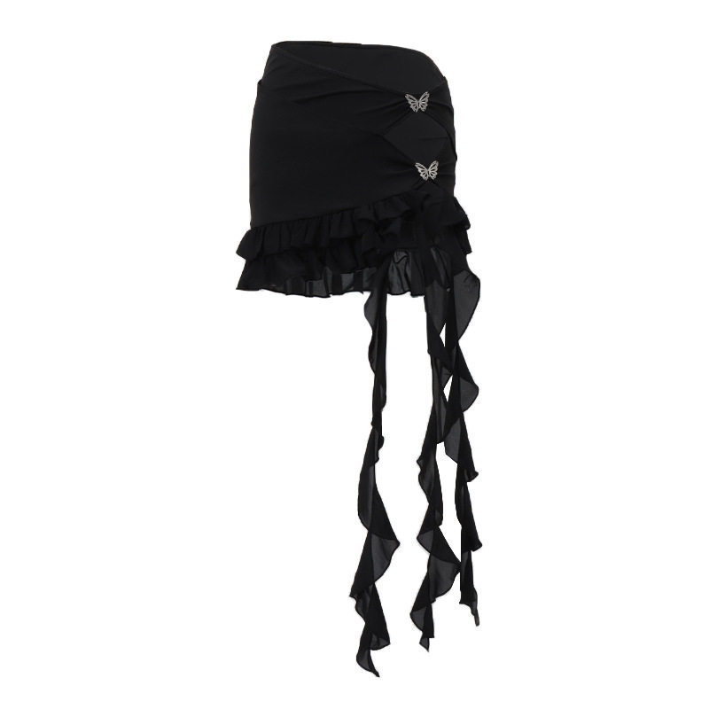 Womens Irregular Hem Mesh Skirt Sexy Hollow Butterfly Decoration Summer Fashion Party Wear Wholesale Available
