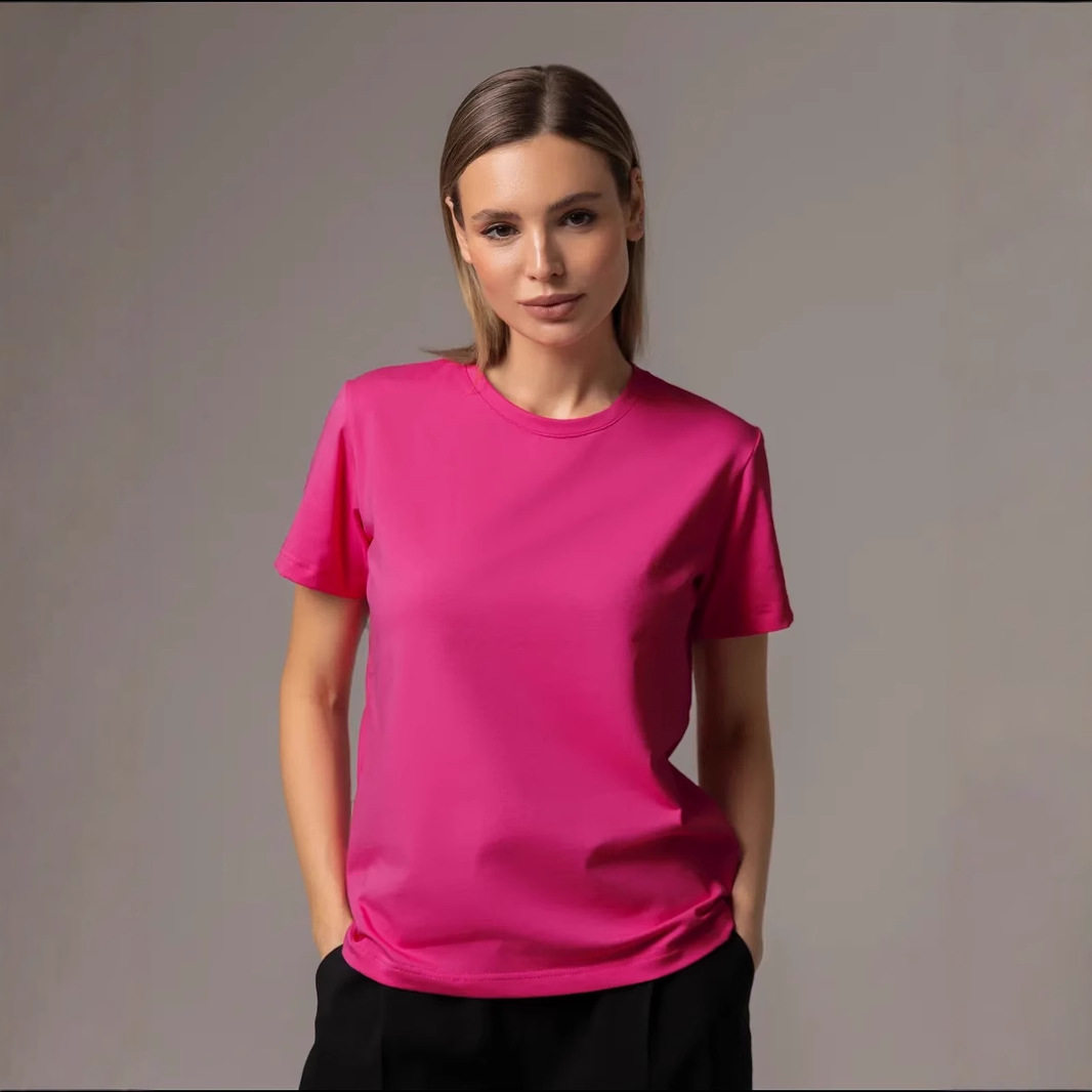 Womens Basic Solid Color T Shirt Slim Fit Short Sleeve Comfortable Fabric Casual Spring Summer Wear Wholesale
