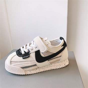 Children's sneaker 2025 Spring and Autumn New Girls' Soft Sole Board Shoes Korean Style Trendy Brand Boys' Leather Casual Forrest Gump Shoes