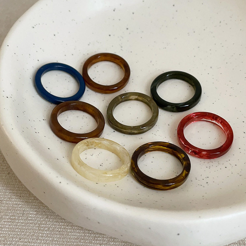 Irregular Round Color Resin Ring Women's Simple Personality Fashionable Elegant Commuter All-match Ring Ring Ring