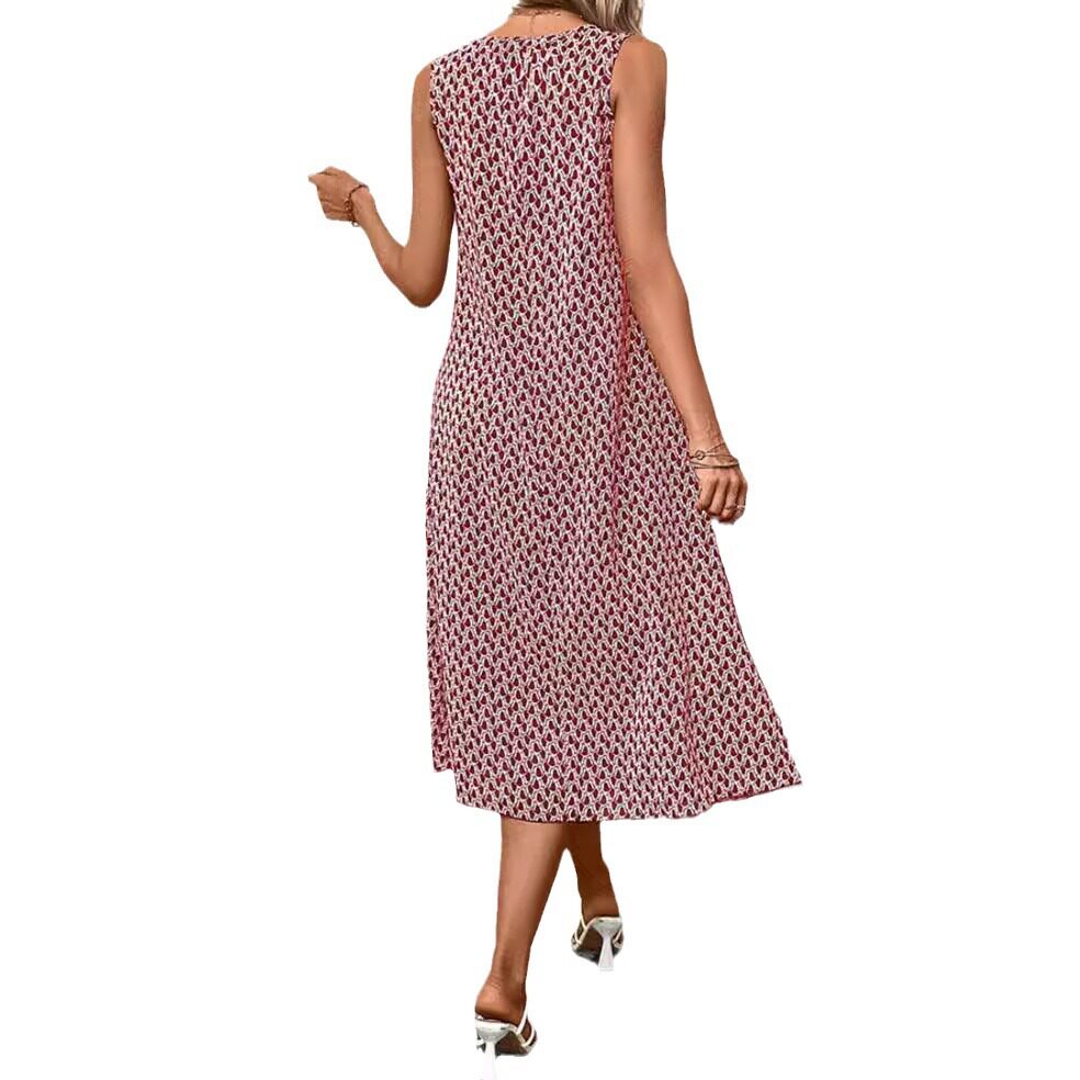 Summer Womens Sleeveless Dress Round Neck Fashionable Commuter Style Perfect for Casual Outings Wholesale Available