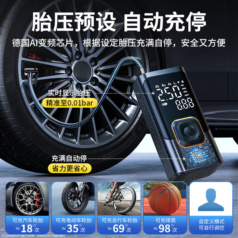 Car-Mounted Air Pump with Tire Pressure Measurement, Electric Dual-Cylinder Portable Car-Specific Air Pump Inflator