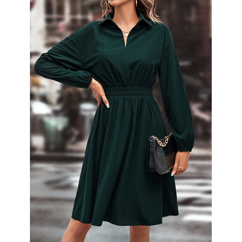Elegant Slim Fit Solid Color Dress Womens Fashion European and American Style Casual or Formal Wear Wholesale