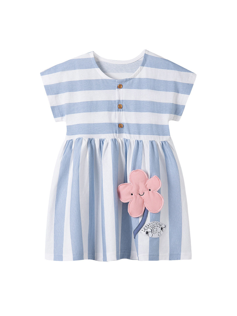 Source Children's Clothing Factory Direct Supply, Cute Short-sleeve Dress, Summer Kids' Skirt, Cotton Girls' Dress
