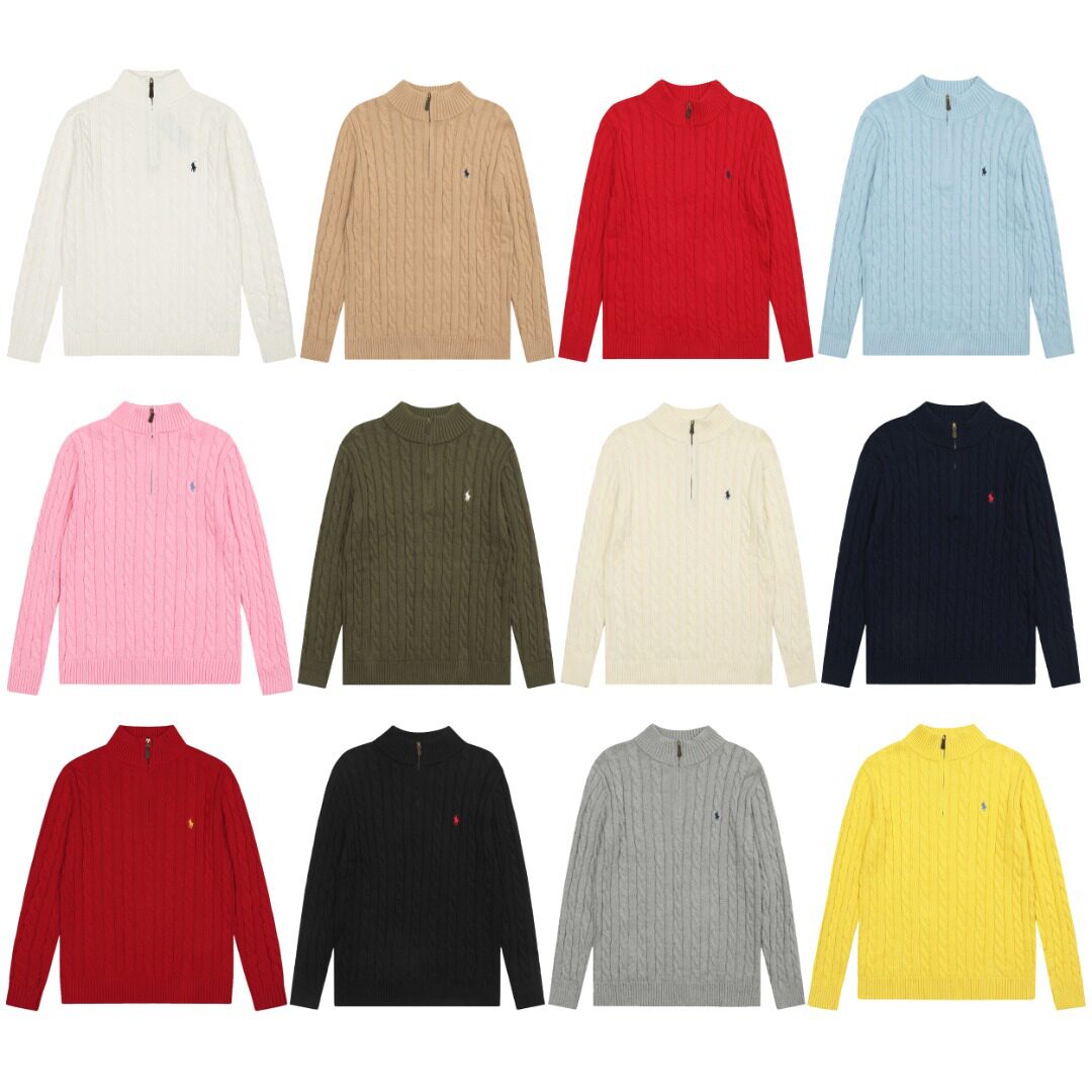 เสื้อกันหนาวไหมพรมลายสายเคเบิล โลโก้โพนี่ขนาดเล็ก ของ Ralph Lauren สำหรับผู้หญิง ทรงหลวม สไตล์ลำลอง สีพื้น ใช้ได้หลากหลาย ใส่ในฤดูใบไม้ร่วงและฤดูหนาว