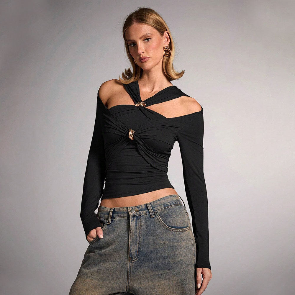 Fashionable Womens T Shirt Off Shoulder Slim Fit Street Style Spring Summer Casual Wear Wholesale Available