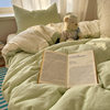 Ins blogger style solid color double spell super soft wash cotton four-piece bed sheet quilt cover student dormitory three-piece bed hat 4