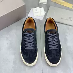 European Station New Men's Cow Velvet Fabric Stitching Soft Comfortable sneaker Fashionable Lightweight Lace-up Casual Shoes