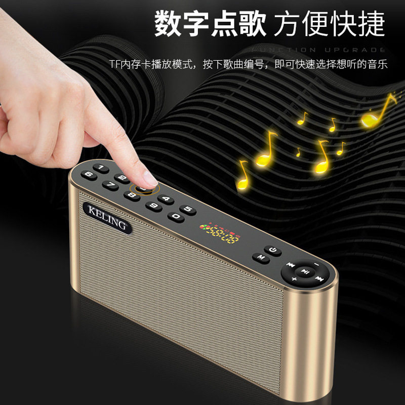 Keling Dual-Speaker Wireless Radio Bluetooth Speaker with High Volume, Outdoor Portable, Home Use, Card-Insertable Subwoofer