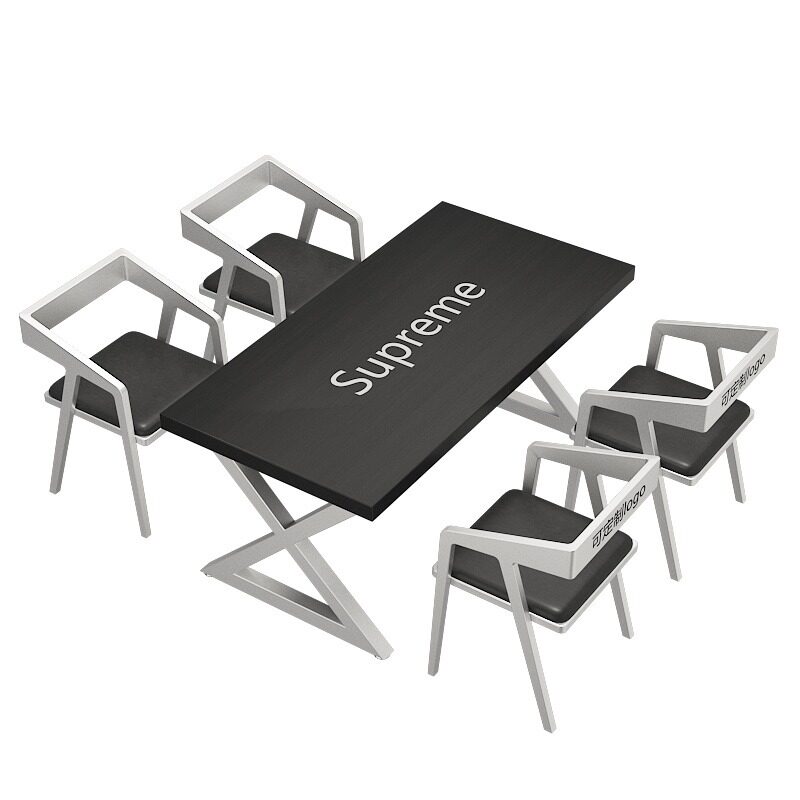 工业风实木餐桌简约咖啡厅奶茶店桌椅组合酒吧办公室会议桌长条桌