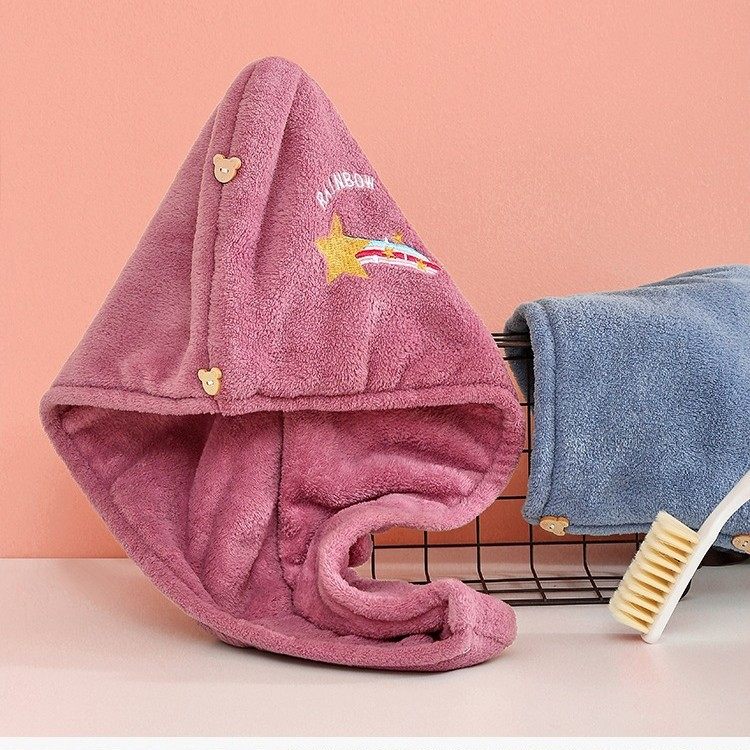 Solid color double-layer hair drying cap female super absorbent quick-drying children's bag hair towel shower cap hair drying towel female