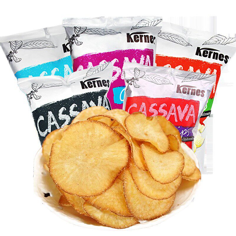 Indonesian Imported Food Kernes Cassava Chips Southeast Asian Casual Puffed Snacks Wholesale 125g