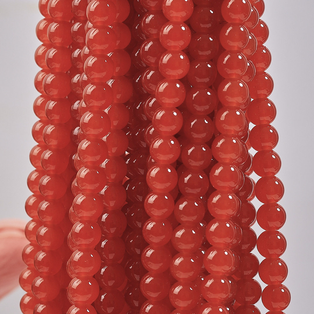 玻璃仿玉圆珠纯色散珠手工diy玉髓手链项链散珠子琉璃珠饰品配件