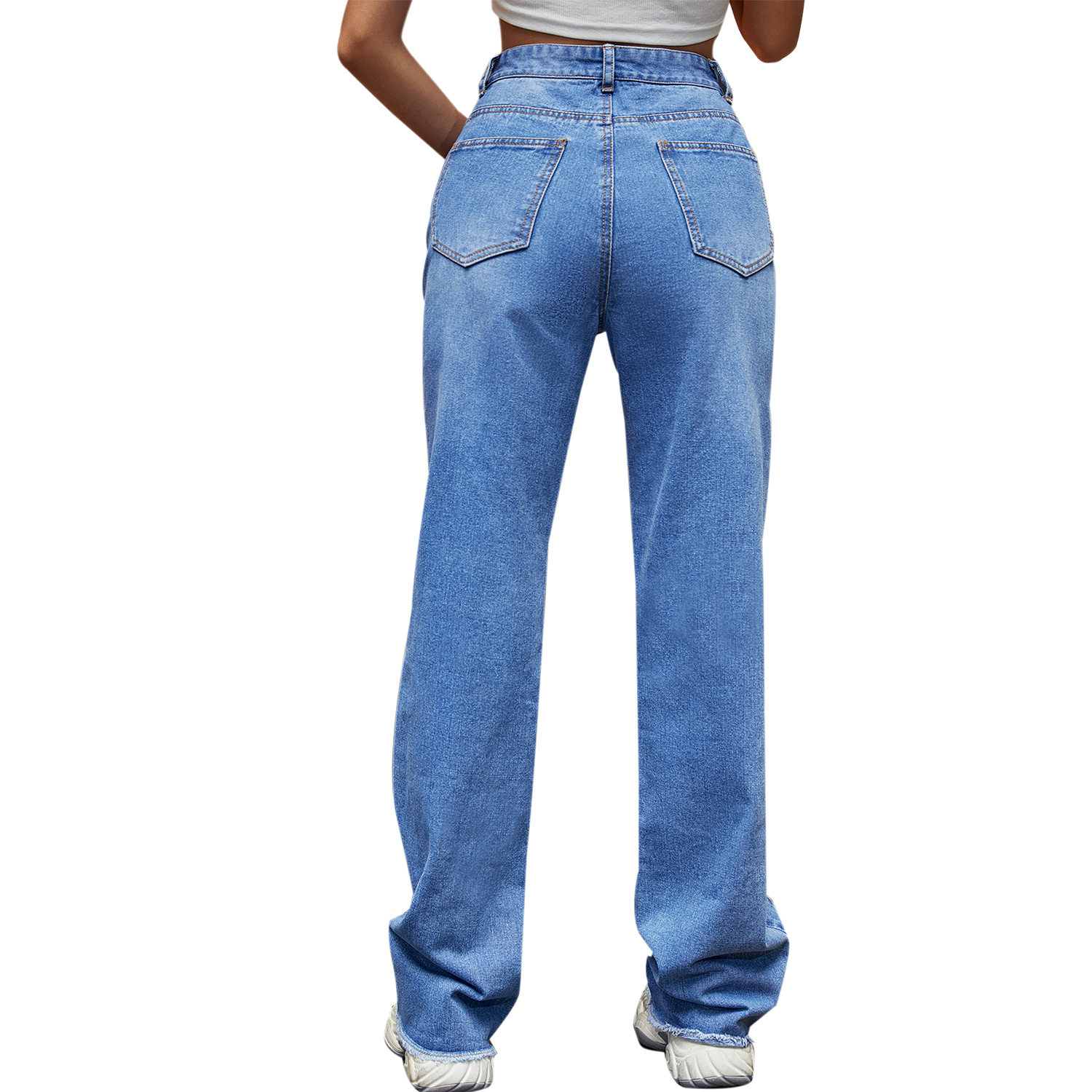 High Waisted Wide Leg Jeans for Women Casual Floor Length Trendy Design Perfect for Everyday Wear Wholesale