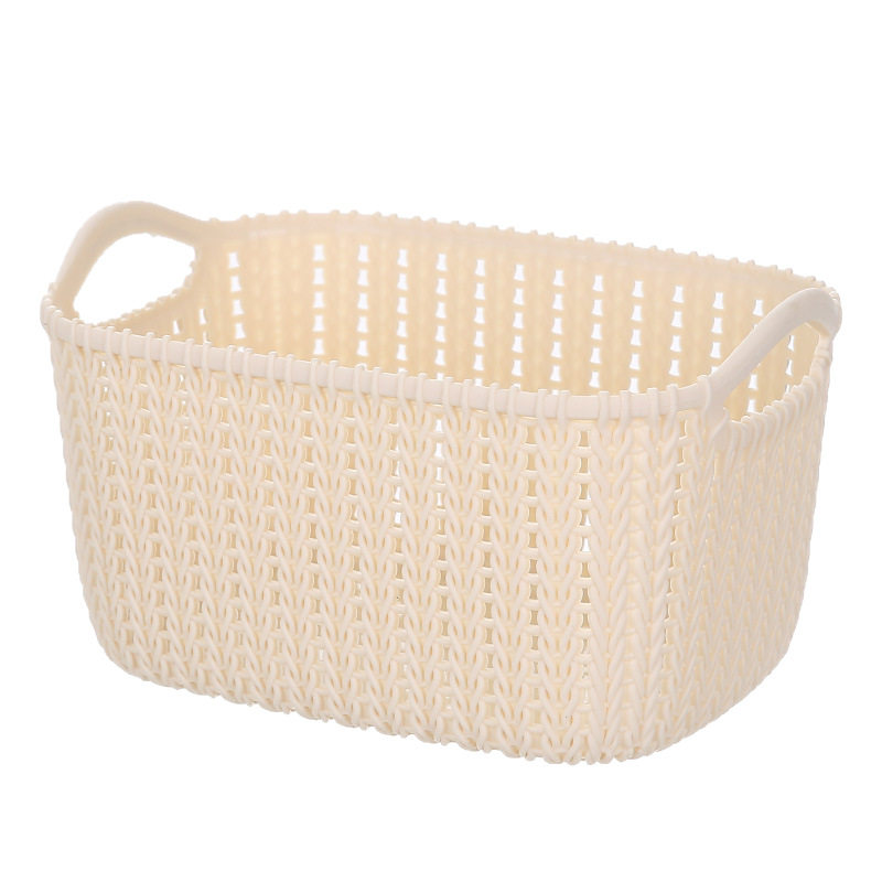 Imitation Rattan Storage Basket Desktop Small Storage Basket Plastic Storage Frame Sundries Storage Box Snacks Bathroom Washing Storage Basket