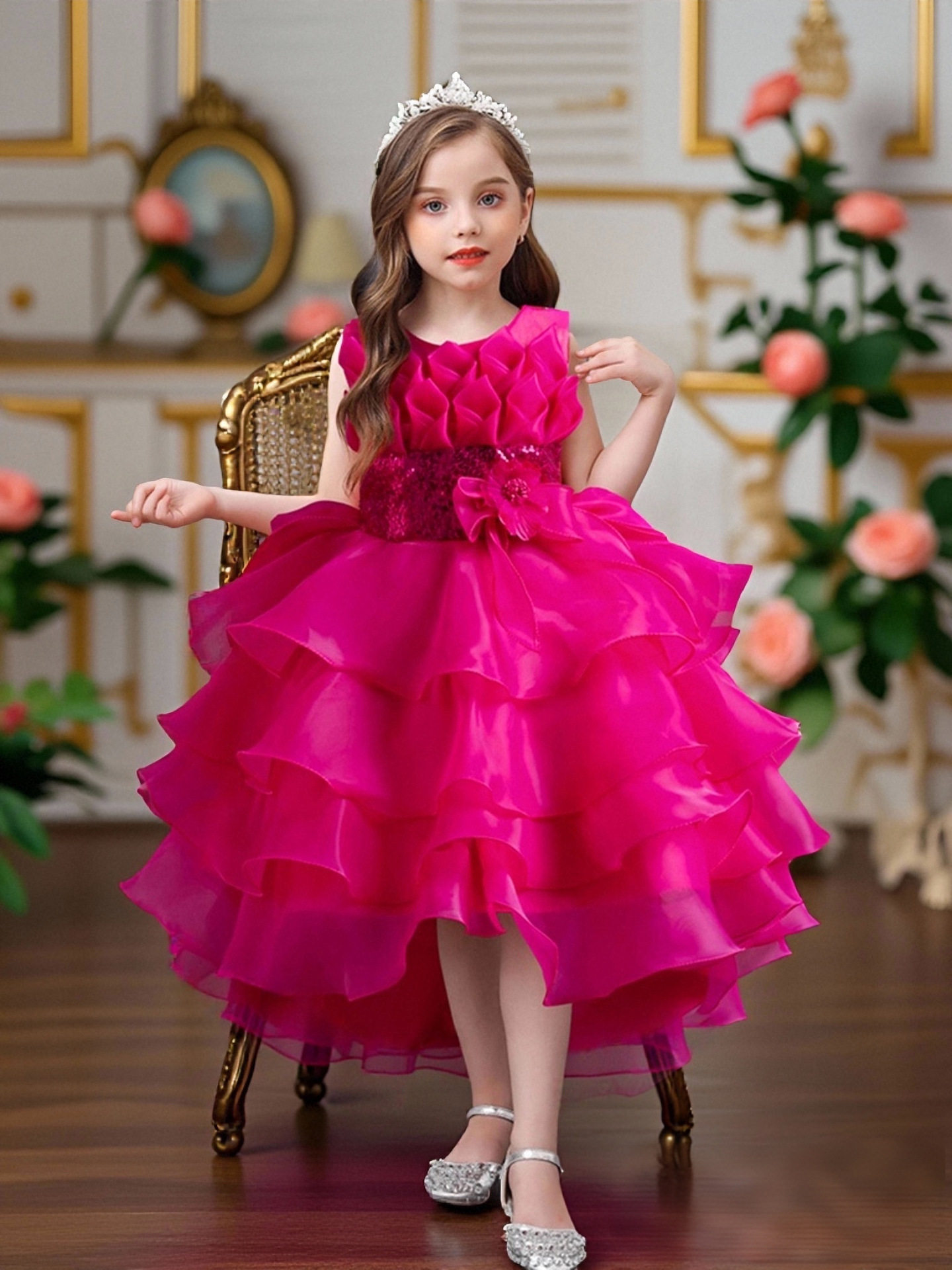 girl dress flower girl tail skirt organza cake princess child dress wedding dress tutu skirt