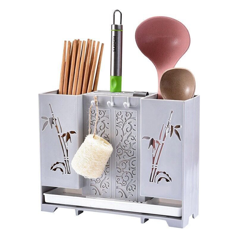 Light luxury chopsticks holder wall-mounted chopsticks storage box kitchen spoon knife and fork drain storage rack chopsticks cage wholesale