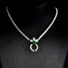 Fashionable and Luxurious Simulated Zircon Necklace, Party-Grade 18K White Gold-Plated Jewelry, Jade Tourmaline Pendant Clasp Chain Wholesale