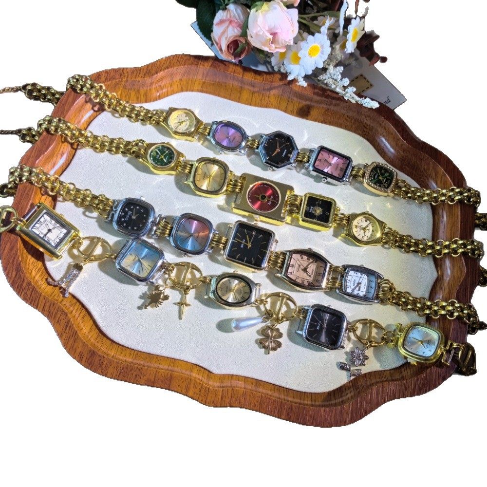 Personalized Original Niche Design Literary Retro Multi-Dial Pendant Necklace Quartz Watch Bracelet Stainless Steel Necklace Watch