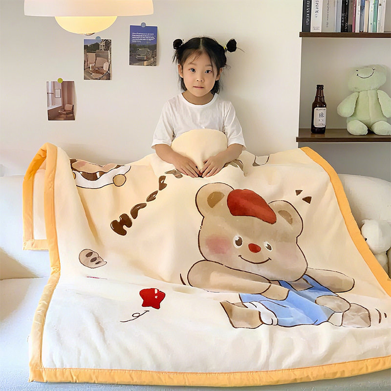 Double-Sided Flannel Blanket Sofa Throw Soft Printed Nap Shawl Blanket Home Single Air-Conditioned Room Christmas Tablecloth