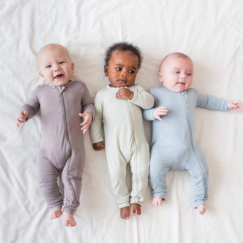 Cross-border e-commerce explosions of maternal and infant products baby clothes feet sleeping bag solid color bamboo fiber children's clothing baby jumpsuit