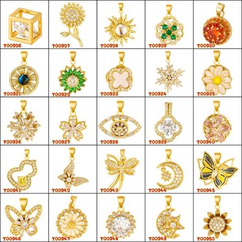 Net red live explosion fashion Joker copper micro inlaid zircon pendant female Joker diy accessories source factory wholesale