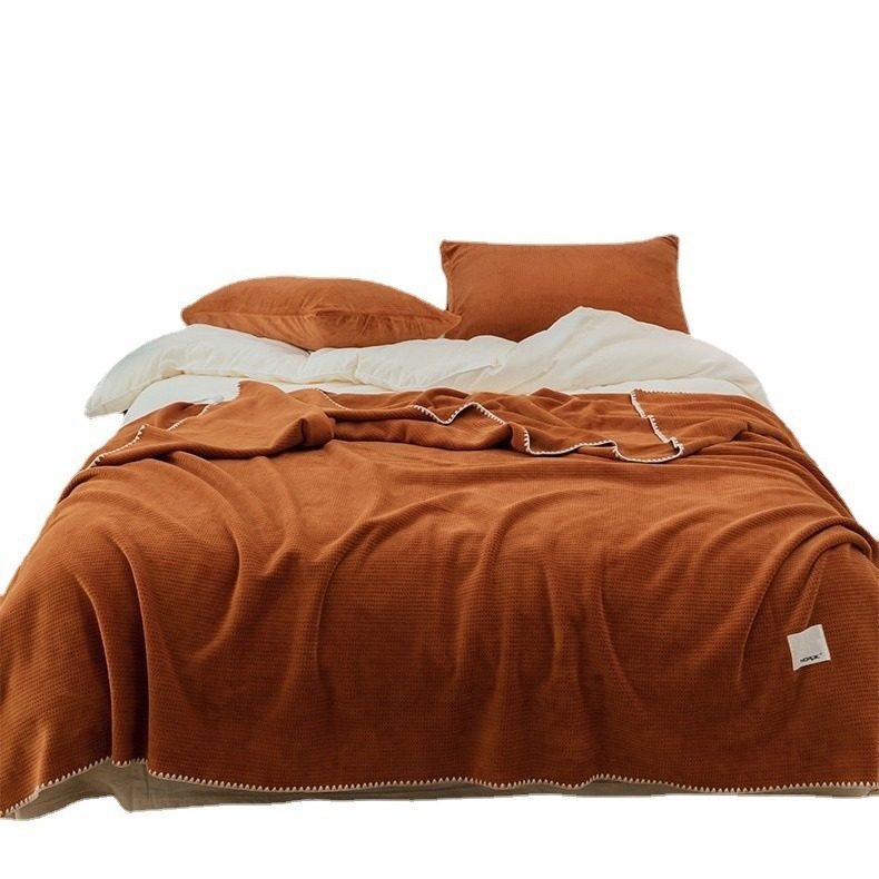 Japanese-Style Milk Velvet Composite Blanket, Waffle Blanket, Fleece Blanket, Leisure Blanket, Nap Blanket, Ultra-Soft Design
