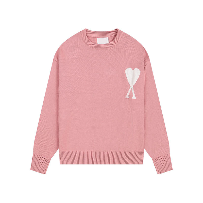 秋冬新款高领爱心毛衣男女条纹青年桃心跨境外贸休闲套头针织衫