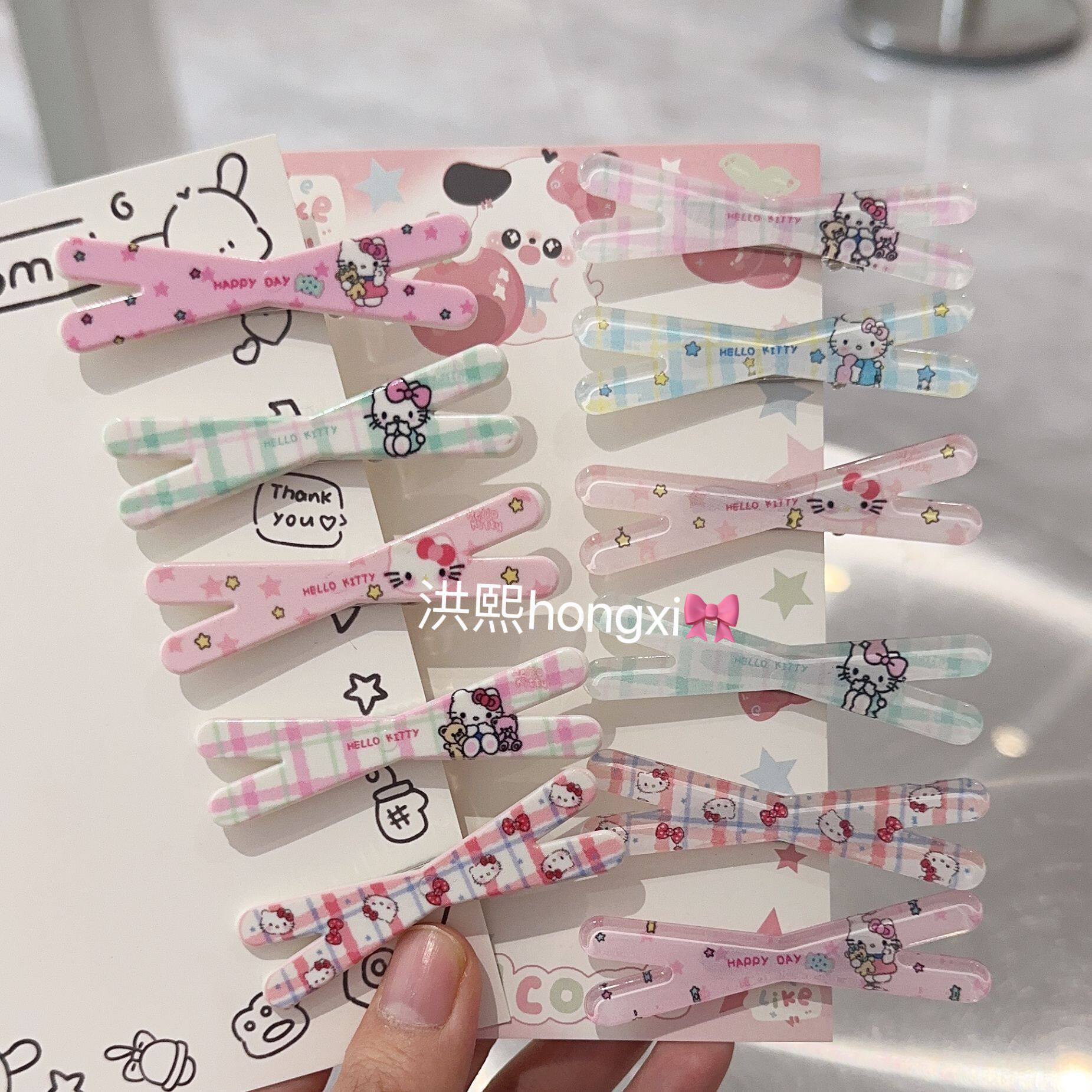 Sweet girly heart transparent KT cat hairpin cute student ba...
