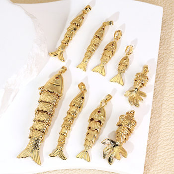 Copper True Gold Color-preserving Electroplated Koi Goldfish Carp Swing Pendant DIY Hand-made Bracelet Necklace Earrings Accessories