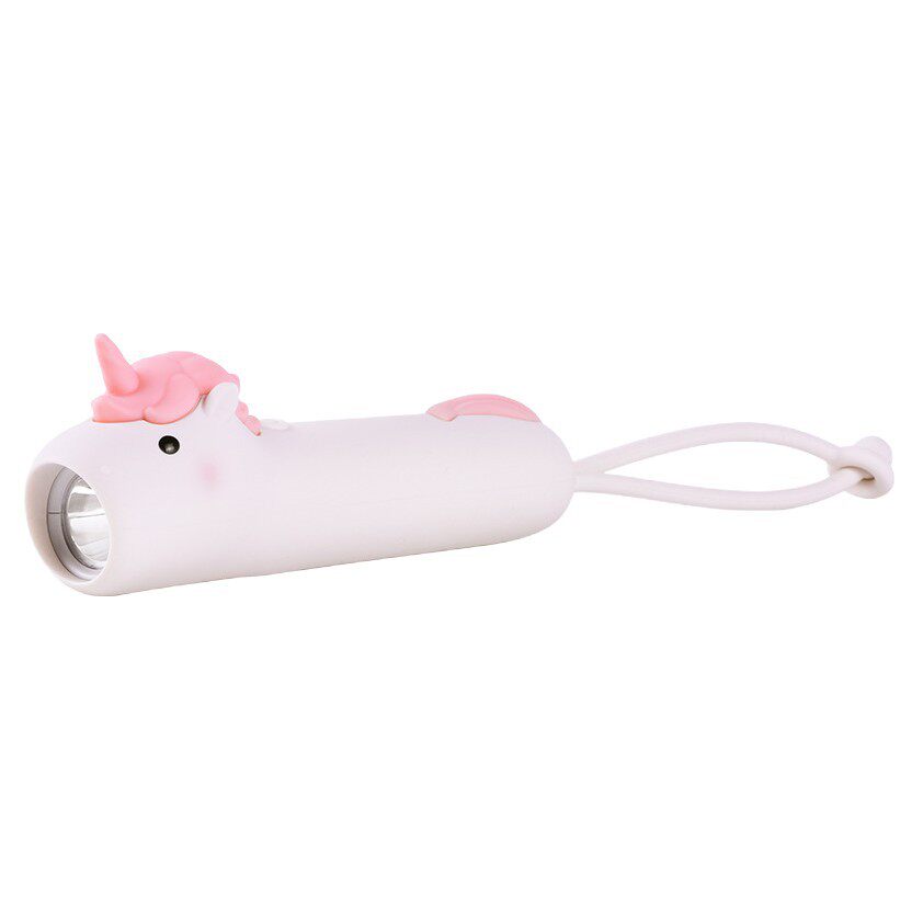 Children's Cartoon Flashlight Animal Handheld USB Rechargeable Lighting Lamp with Night Lanyard Anti-Slip Silicone Led Handheld Light