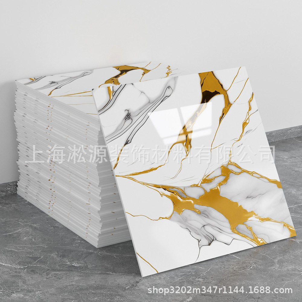 外贸跨境热销大理石仿瓷砖墙贴自粘防水防潮背景墙面装饰墙壁纸