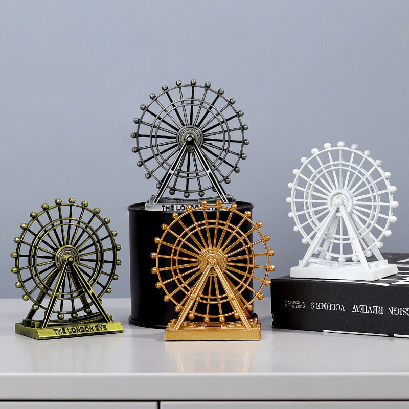 Ferris Wheel Retro Model Metal Crafts High-End Iron Art Home Living Room Desktop Tv Cabinet Decorative Ornaments