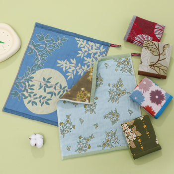 Guofeng cotton gauze square four-layer cotton towel class a large square with hand gift face towel logo factory wholesale