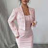 2025 Cross-Border European and American Two-Piece Skirt Suit with Lapel, Long-Sleeved Short Plaid Jacket, Chanel-Style Blazer Suit