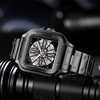 Men's Fashionable Waterproof Quartz Watch Tiktok Live Broadcast Light Luxury Hollow Non-Mechanical Square Steel Band Watch Large Dial