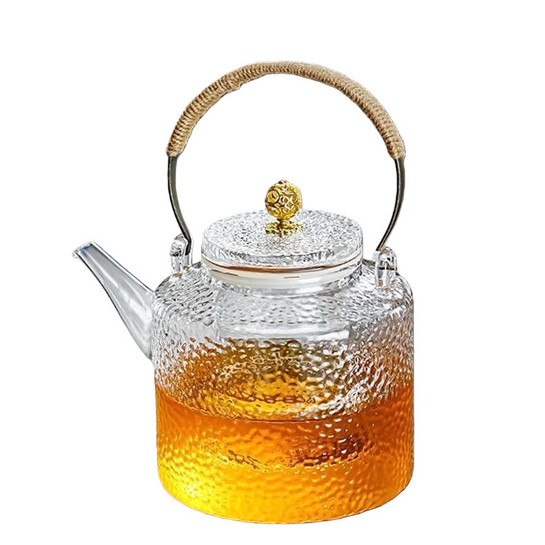 1500ml Tea Brewing Hammer Pattern Electric Ceramic Stove Kettle for Boiling Water, High Temperature Resistant High Borosilicate Office Tea Brewing Kettle